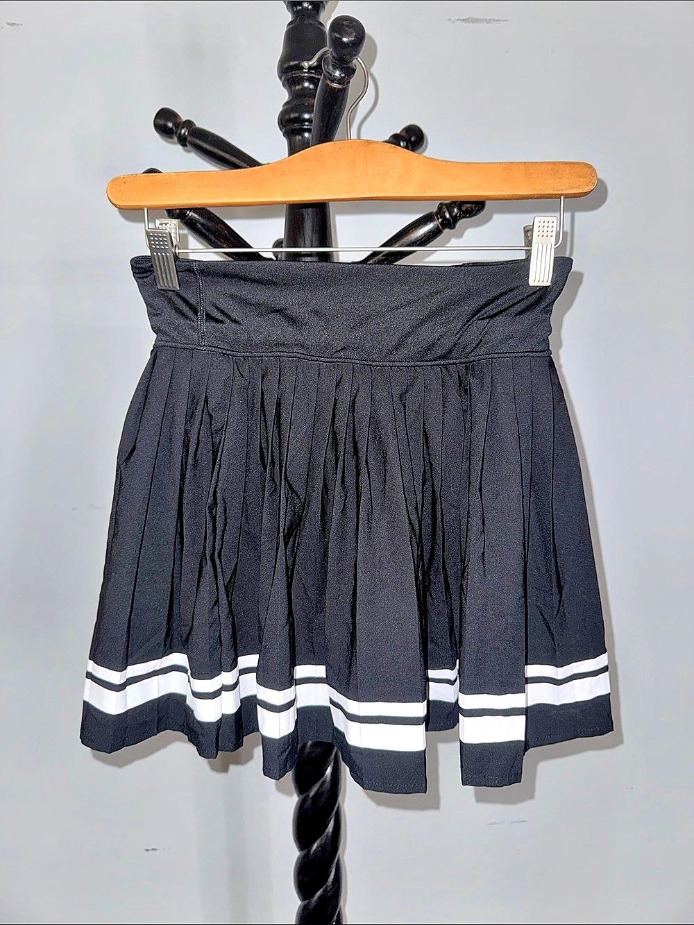 Sincerely Jules Collegiate Skater Mini Skirt in Black w White Detail 19.3.M